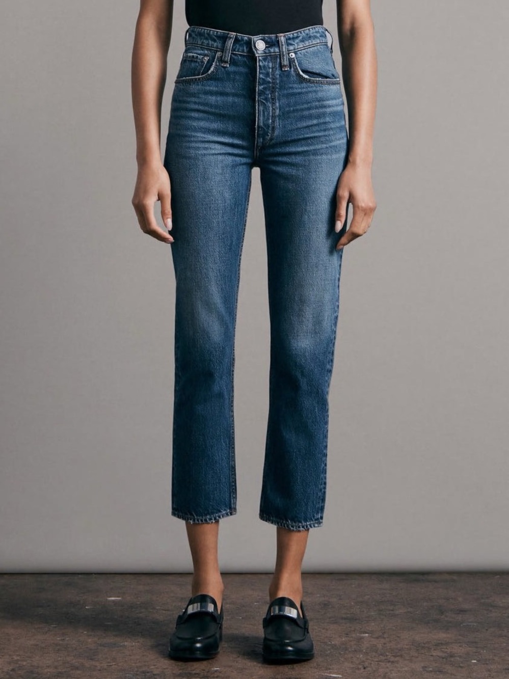 rag & bone Women's Dark Blue Straight Leg Jeans